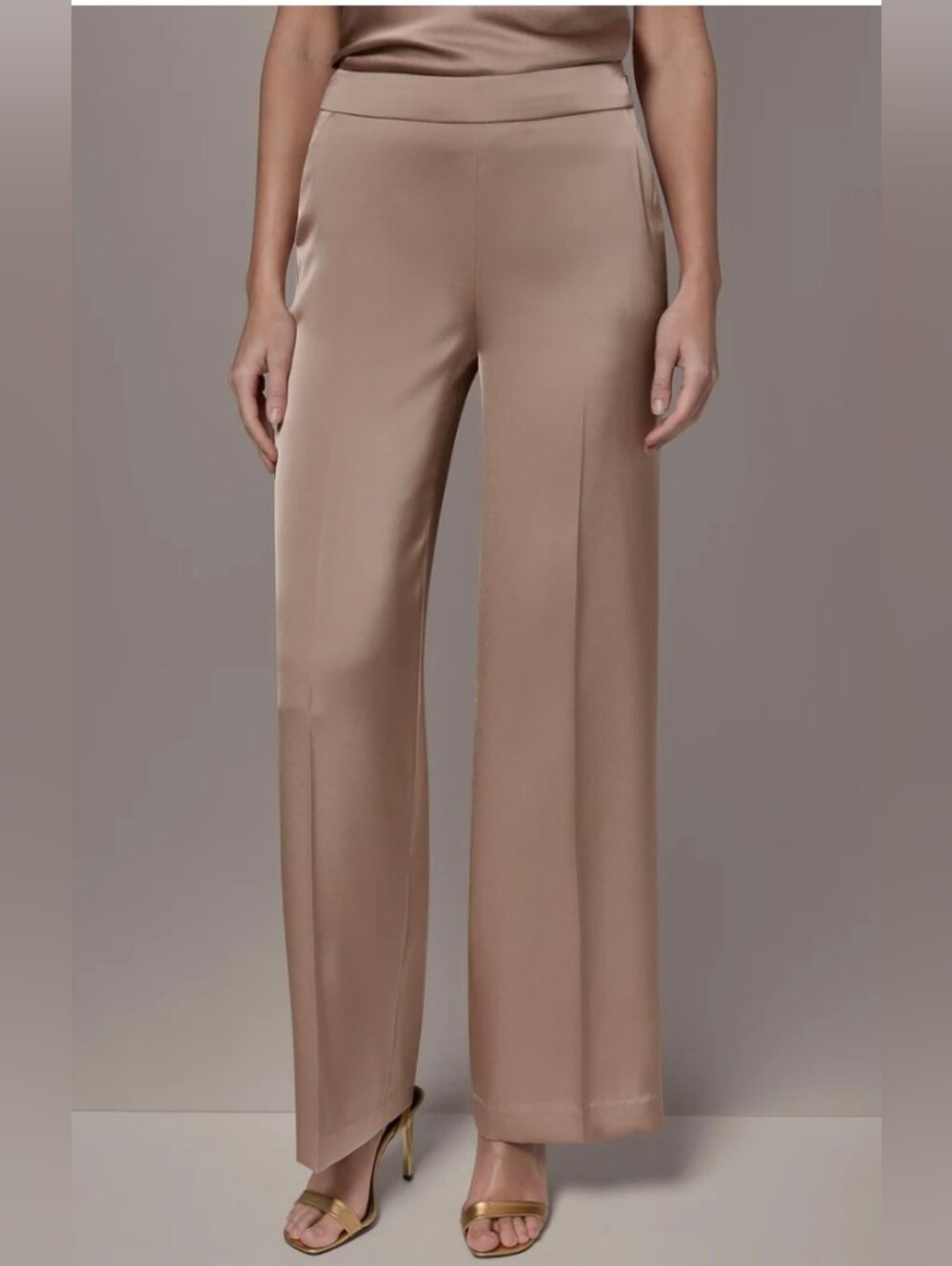 Donna Karan Satin Wide-Leg Pants in Blush Pink NWT Size 14 - Picture 4 of 9